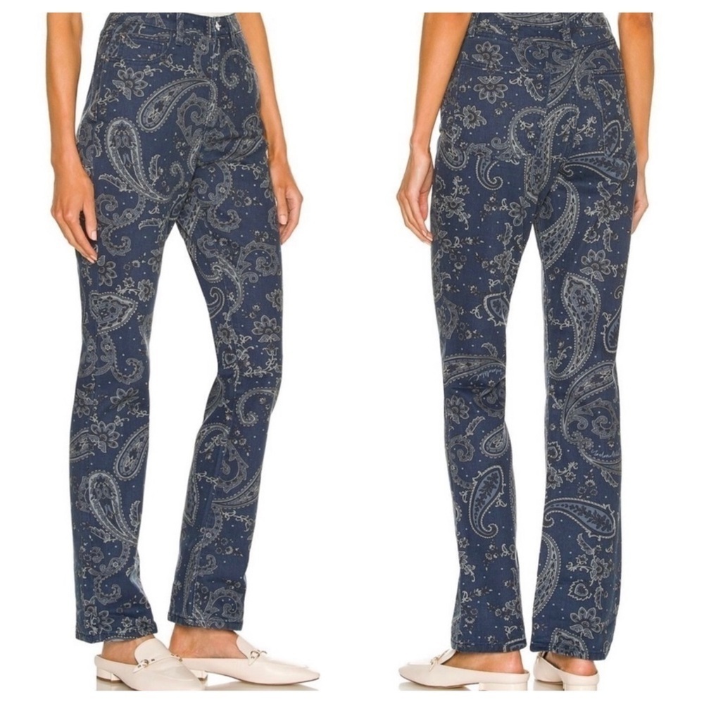 WeWoreWhat Revolve The Icon Jean in Paisley - Night 100% Cotton Sky Sz. 24 - Picture 2 of 14